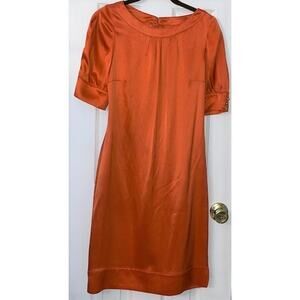 Vintage 100% silk orange dress in EUC